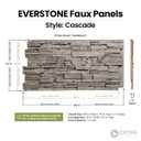 EverStone Cascade Faux Stone Panel, 48 5/8"W x 24 3/4"H x 1 1/4"D, Dark River Color