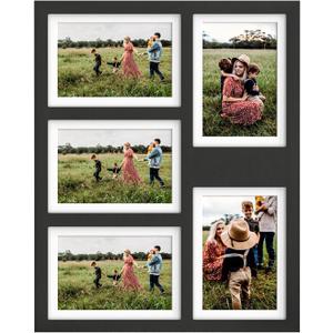 Great Lakes Memories GLM 4x6 or 5x7 Collage Picture Frames for Wall, Holds 5 Photos with Glass & Mat, 5x7 Picture Frame Collage, Picture Frames Collage Wall Decor (Modern Black) (1 Pack)