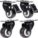 Caster Wheels for Furniture 4Pcs Swivel Casters Low Profile with Brake Casters for Furniture Floor Trolleys Workbench Casters (2inch, Black)