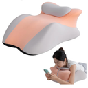 SheRest Adjustable Headrest Reading Pillow for Bed Adults - Memory Foam Back Support Wedge for Acid Reflux, Snoring & Legs, Pink and Gray (22.8"x15"x9")