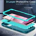 LeYi Compatible for Samsung Galaxy S8 Case: Galaxy S8 CaseNOT Fit S8 Plus Upgrade 3-in-1 Full Body Shockproof Rubber Cover, Tough Rugged Dustproof Defender Protection Case Samsung Galaxy S8, Teal