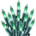 Minetom St. Patrick's Day Mini String Lights, 100 Count 27 Feet Detachable Incandescent Bulb Waterproof Green Fairy Lights Plug in for Indoor Outdoor Party Patio Christmas Decoration, Green Wire