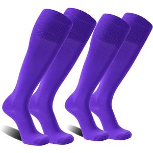 FOOTPLUS Baseball Softball Socks,Unisex Over Knee High Solid Sports Rugby Summer Soccer Camps Socks (Purple, S)