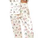 Ekouaer Silk Satin Pajamas for Women Teddy Bear Pjs Set Button Down Long Sleeve Loungewear Cute Sleepwear (Large)