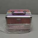 Joligrace Makeup Train Case Makeup Case Organizer Portable Cosmetic Box Storage with 2 Trays Mirror Locking Make Up Travel Case for Nail Kits Cosmetics Craft Traveling Makeup Box Mermaid Pink