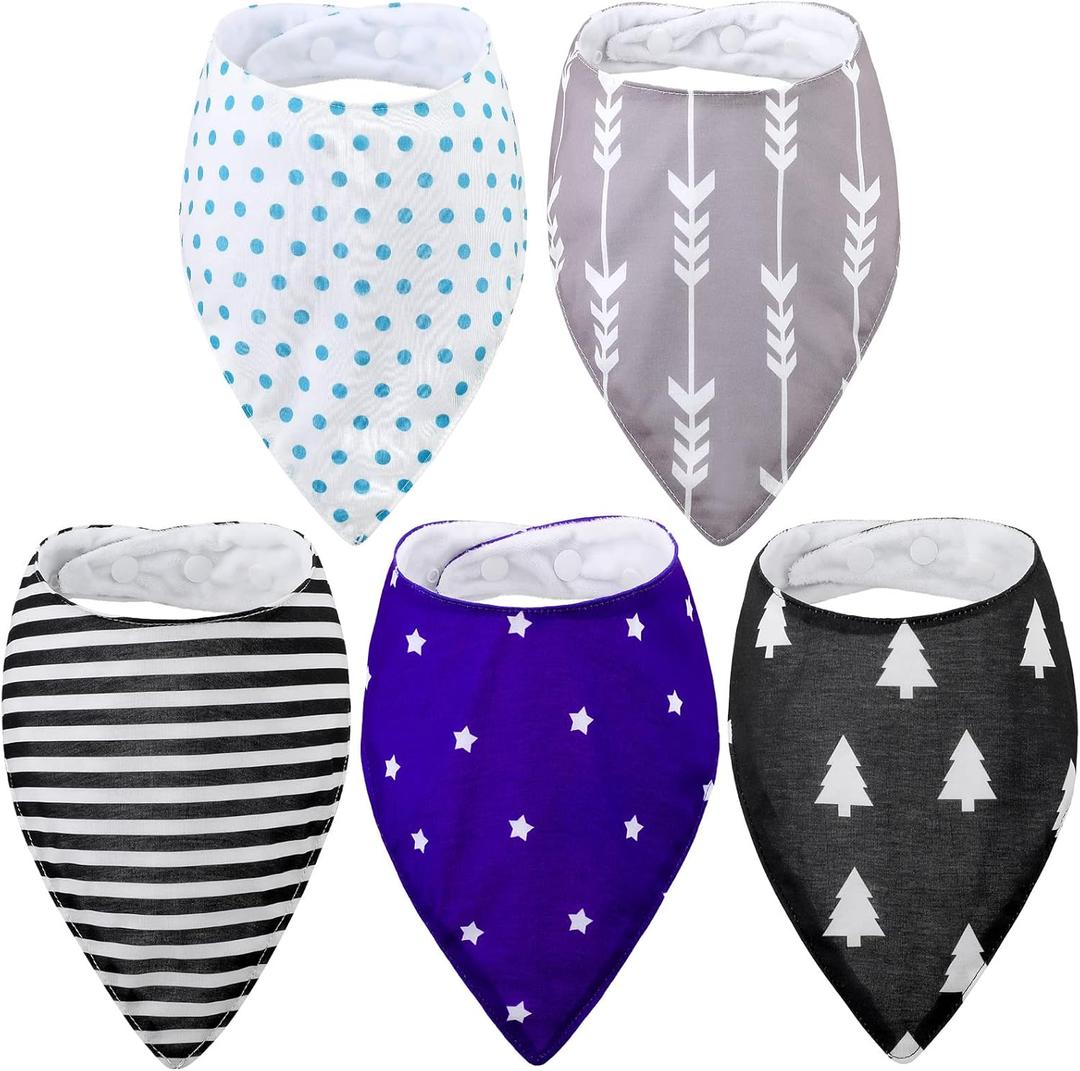 Janmercy 5 Pack Adult Drool Bandana Bibs Soft Adjustable Absorbent Drool Bibs for Women Special Needs Unisex Men
