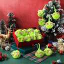 2 x Liliful 18 Pcs Lime Green Furry Christmas Ball Ornaments3.15 Inch Bow Xmas Furry Ornaments Hanging Christmas Pom Pom Ball Decorations for Home Xmas Tree Party Supplies Wall Decor(Style 1,Green)