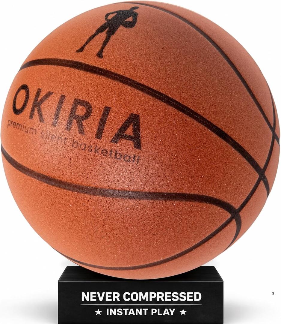 Silent Basketball Size 7, Not Vacuum Compressed, Gift Ready Box Packaging, Quiet Indoor Foam Ball with Deep Grooves for Home Dribbling Practice, Official Size 7