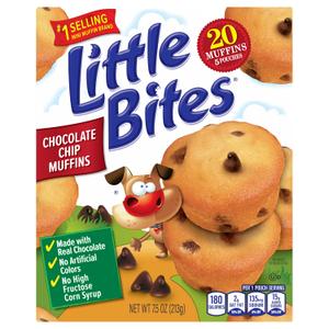 2 x Little Bites Chocolatey Chip Muffins, 5 individual packs, (1.5 oz each), Made with Real Chocolate Chip Mini Muffins, 7.5 oz Multipack (EXP 07/26/26)
