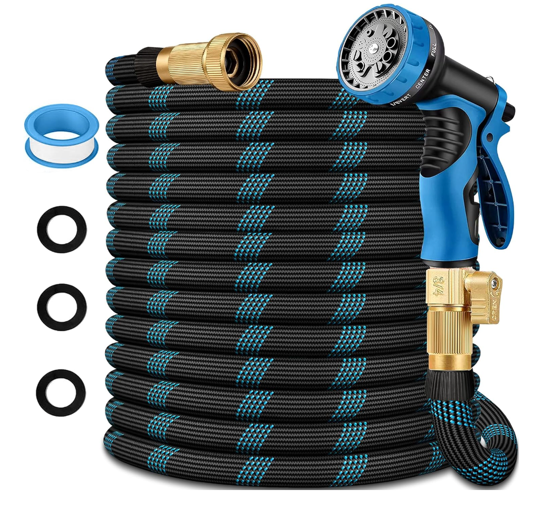 100 ft Garden Hose - 2026 New Upgraded Flexible Water Hose - Ultra Lightweight Kink-free Car Washing Pipe with 10 Function Sprayer and 3/4" Solid Brass Fittings - Durable,Leak proof Garden Hoses