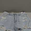 Floerns Women's Ripped Raw Hem High Wait Straight Leg Solid Denim Shorts (Large)