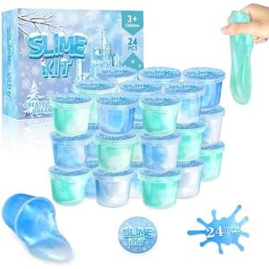 18 Pack Frozen Slime Party Favors for Kids Ice Slime Cup Snowflake Putty Toy Christmas Easter Birthday Goodie Bag Stuffer Classroom Reward for Girls Boys Stretchy Non-Sticky Stress Relief