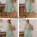 AlvaQ Women Summer Dresses Sleeveless Smocked Midi Dress High Waist Casual Tiered A Line Sundress with Pockets (Green, S)