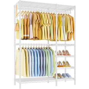 Ulif F2 Clothes Rack, 5 Tiers Heavy Duty Garment Rack for Bedroom, Freestanding Adjustable Closet Storage Organizer, 46.1" W x 15.4" D x 78.3" H, Load 630lbs, Upgraded White