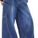 Baggy Jeans for Woman Men High Waisted Barrel Leg Jeans Casual Loose Denim Pants Streetwear Clothes (Medium, Blue1)