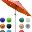 Sunnyglade 9' Solar LED Lighted Patio Umbrella with 8 Ribs/Tilt Adjustment and Crank Lift System (Orange)