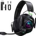 Krysenix 2.4 GHz Wireless Gaming Headset for PC, PS5, PS4, Switch, Mac, Bluetooth 5.4 Gaming Headphones with Noise Canceling Microphone, Cool RGB Lighting, 50Hr Battery, Foldable, 50mm Drivers-Black