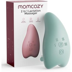 Momcozy A1Pro Lactation Massager, Deep Vibration & Rapid Heating for Clog Relief & Efficient Pumping, Breastfeeding Essentials with Memory Function & Fast Charging, for Postpartum Mom, Blue-Green