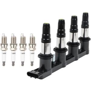 UF620 Ignition Coil Pack & 4504 Iridium Spark Plugs Set of 4 Fits For 2013-2015 Chevy Cruze 2013-2017 Chevy Sonic 2010 Pontiac G3 1.6L 1.8L L4 Replacement for 9091902247 C1646 5C1703 D517C