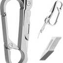 Titanium Carabiner Clip, EDC Multitool Keychain with Folding Knife and Bottle Opener, Carabiner Keychain for Outdoor, Camping, Daily Carry
