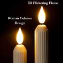 Homemory 12 Pcs Window Candles with Sensor Dusk to Dawn, Ivory Striped Candlesticks with Suction Cups, Roman Column Christmas Window Candle Battery Operated, Flameless Led Taper Candles for Windows
