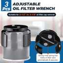 Meonum 3 Pcs Adjustable Oil Filter Removal Tool, Oil Filter Wrench Fit 2-1/2 to 3-1/8 Inch Filters, Include Gloves for Clean Hands, 3/8" Drive