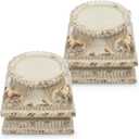 2 Pcs Pedestal Stand for Decoration Display Distressed Vintage Column Stand White Embossed Plant Candle Pedestal Small Classic Plinth Base for Party Wedding Home Decorative Table Centerpiece