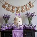 Shinylin 12 Pcs Easter Bunny Gift Bags Velvet Bunny Birthday Decoration Purple Lavender Birthday Party Favor Rabbit Reusable Goodie Treat Bag for Spring Easter Baby Shower Garden Tea Party Supplies