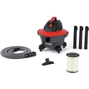 RIDGID 62698 RT0600 NXT 6-Gal. Wet Dry Shop Vacuum with Casters, 4.25 Peak HP Motor, and Pro Locking Hose, Dark Gray and Red