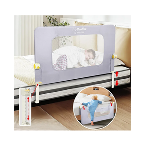 Q-MIULIKE Baby Bed Rail for Toddlers Crib Guard Rail Smooth Flip-Down Safety Rail Guards for 14 Height Adjustable, Toddlers Bed Rails for Full King Queen Twin Bed for 31.5''，1 Piece