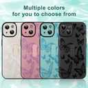 for iPhone 15 Case with Finger Strap Holder, Cute Cool Butterfly Print Pattern Design for Women Men, Shockproof Anti Scratch Hand Kickstand Protective Cover, Green