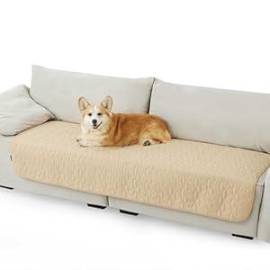 Bedsure 100% Waterproof Couch Cover for Dogs Washable - Non Slip Waterproof Dog Blanket for Couch Sofa, Lightweight Furniture Protector Durable for Pet Cat Puppy with Non-Slip Bottom, Beige, 30x70IN