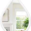 Small Wall Mirror Wood Framed Decorative Mirror White Teardrop Hanging Mirrors Unique Vanity Mirror for Bedroom Bathroom Living Room