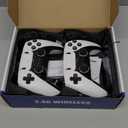 2.4G Wireless Game Controller Set, Dual Gamepad with USB Receiver, White and Black, Classic Game Console Support, 10 Simulator Compatible