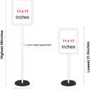 HUAZI Floor Standing Sign Holder Pedestal Sign Stand for 11 x 17 inches Graphics, Rounded Corner Frame & Pole Height Adjustable - Color Black