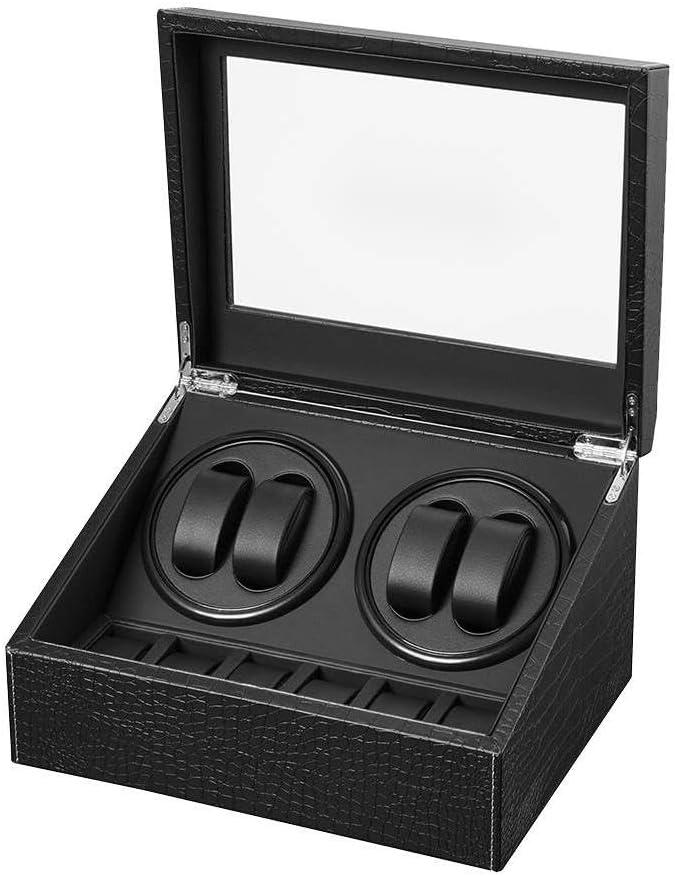 Automatic Watch Winder with 4 Quiet Japanese Motor+ 6 Display Storage Spaces,Luxury Watch Box for Man/Woman's Watches (Crocodile leather-WW103E)