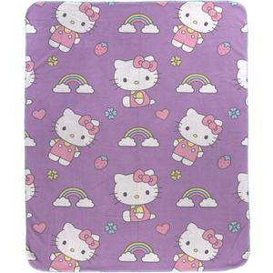 Jay Franco Plush Throw Blanket Soft & Cozy Fleece Throw for Bedroom & Couch Dcor, Official Licensed Product, Purple - Hello Kitty, 40x50 - Travel Blanket