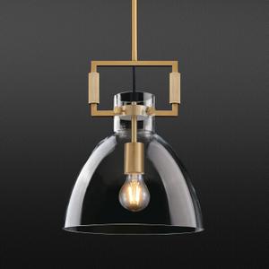 Mondern Large Gold Kitchen Island Pendant Light, 10 '' W 1-Light Glass and Brass Island Pendant Lights, Dome Pendant Light, for Kitchen, Dining Room, Bathroom, Bar