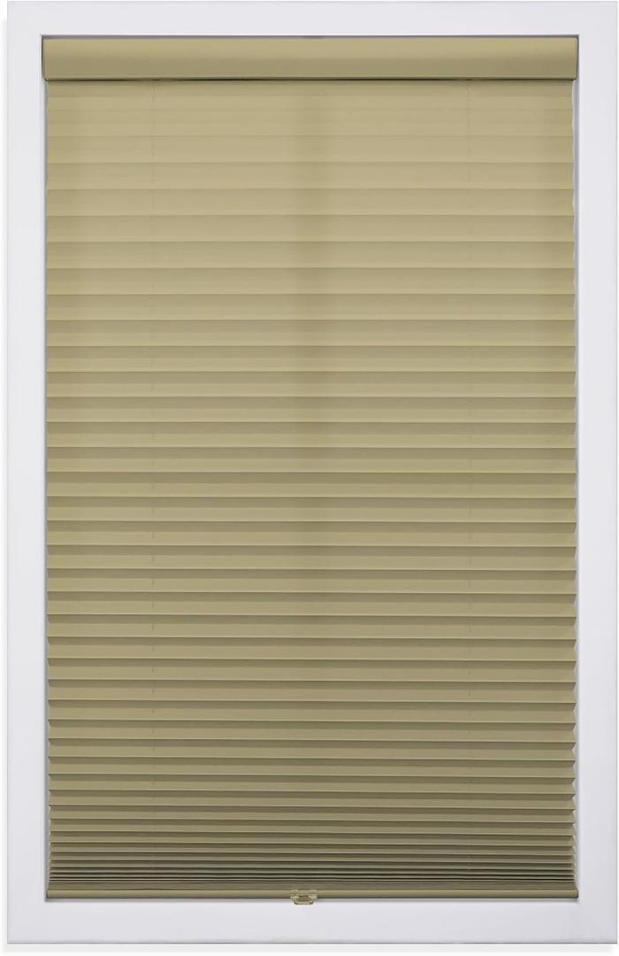 DEZ FURNISHINGS Cordless 1" Light Filtering Pleated Shade, Fabric, 34" W x 48" H, Camel