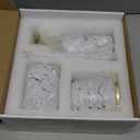 ABHOME 4 Piece Bathroom Accessory Set Ceramic White with Gold Marble Texture Modern - Soap Dish, Liquid Soap Dispenser, Toothbrush Tumbler Cup (White)