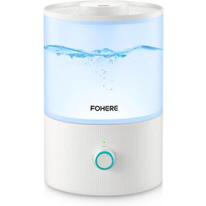 FOHERE Humidifiers for Bedroom, 3.2L Top Fill Cool Mist Ultrasonic Humidifier for Baby Rooms and Plants, 2-in-1 Essential Oil Diffuser with 7-Color Light and Auto Shut-Off, BPA-Free, Quiet, White