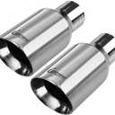 Upower Pack of 2 Exhaust Tip 2.5 inch Inlet 4 inch Outlet 9" Long 304 Stainless Steel 2.5" to 4" Diesel Exhaust Tailpipe Tip Double Wall Slant Cut