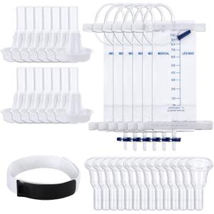 21 Pcs Male Condom Catheter Kits Include 14 Condom Catheters External Self-Seal 6 Urine Leg Bag 1 Anti Slip Foley Catheter Stabilization Holder Straps for Men Fast Easy Draining(1000ml,25mm)