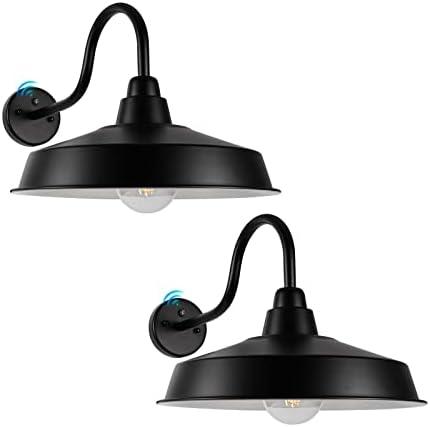Diyel Dusk to Dawn Barn Light Outdoor, 16 Inch Dome Large Farmhouse Exterior Light Fixture Wall Mount, Industrial Outdoor Wall Sconce Outside for House, Shop, Porch, Garage, Black, 2 Pack - Amazon.com