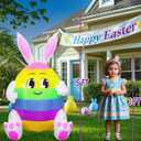 5FT Easter Inflatables Outdoor Decorations Inflatable Bunny with Built in LED Lights, Cute Rabbit Blow Up Yard Decoration for Lawn Garden Holiday Party
