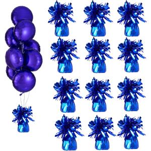 Balloon weights, 12 pieces, aluminum foil, suitable for birthday parties, gatherings, weddings, dinners and other occasions, weight 0.36lb (Dark Blue 12pcs)