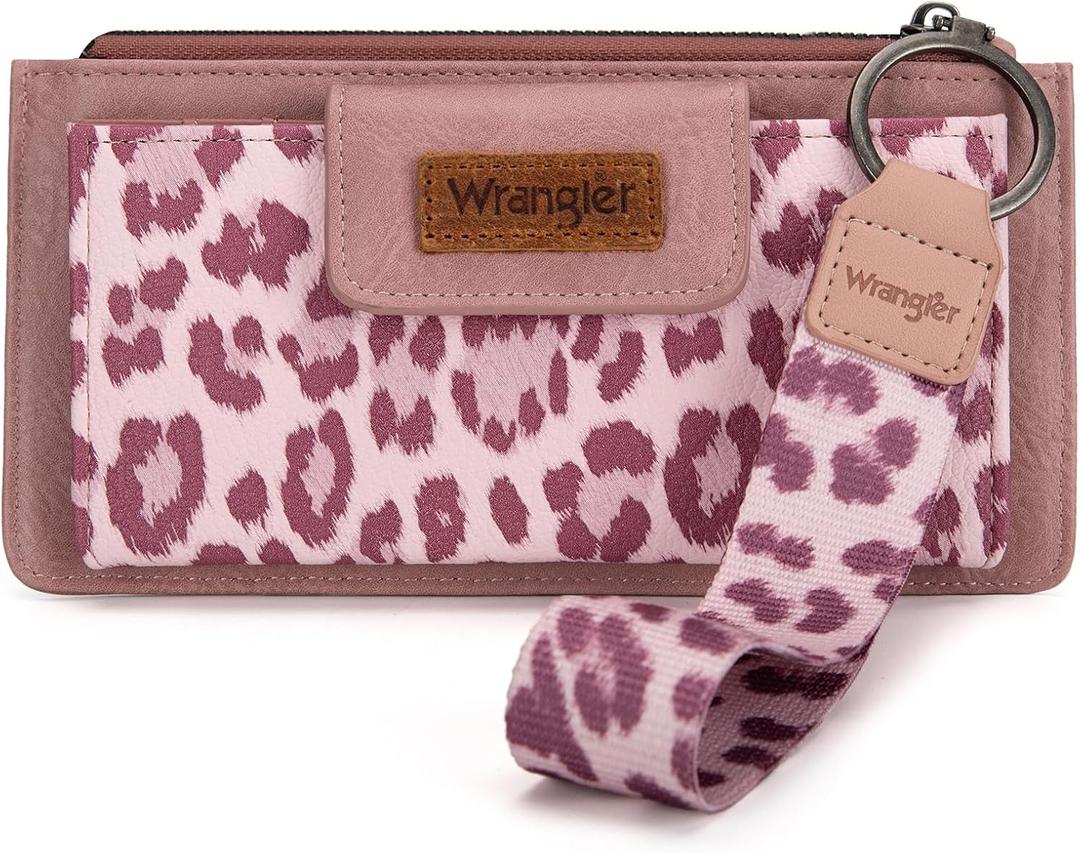 X Wrangler Wallet for Women Ladies Female Card Cases & Money Organizers Wristlet with Wallet Large Clutch with Coin Purse Smooth Zipper and Rfid Lining (Pink)