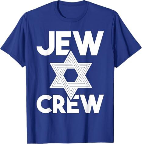 Jew Crew - Jews Jewish Hebrew Israel Israelite Star of David T-Shirt (XL, Royal Blue)