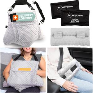 MOYOAMA 4 Pc Hysterectomy Pillow Set Incl Seatbelt Cushion & 2 Gel Packs for Soothing Relief After Hysterectomy Recovery Must-Haves, Post-Op C-Section Pillow Gifts, Abdominal Surgery Recovery