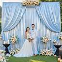 20x10ft Blue Glitter Backdrop Curtain for Parties, Wrinkle Free Satin Photo Backdrop Drapes 4 Panels 5x10FT Shimmer Back Drop Cloth for Wedding Birthday Baby Shower Photography Background Decor